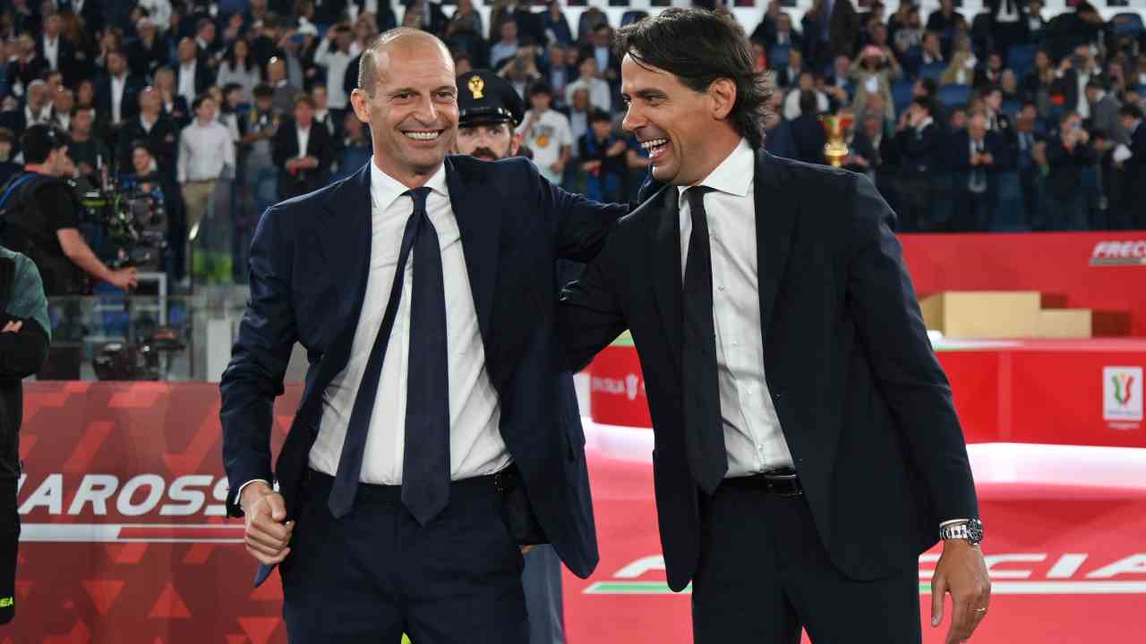 Allegri e Inzaghi sorridenti