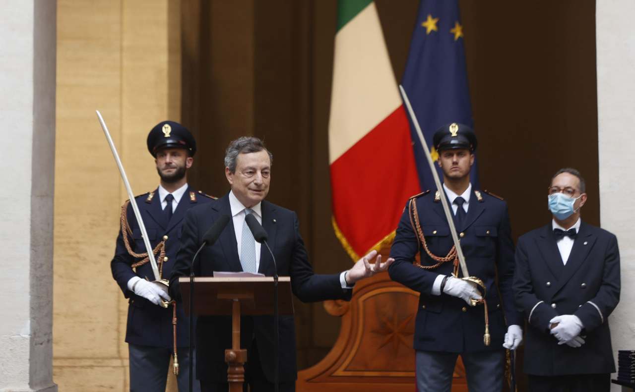 Draghi in conferenza stampa 