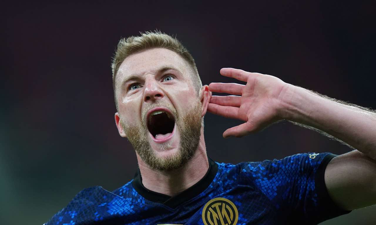 Skriniar esulta con l'Inter