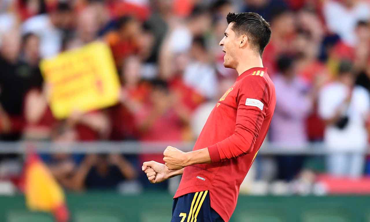 Morata esulta con la Spagna
