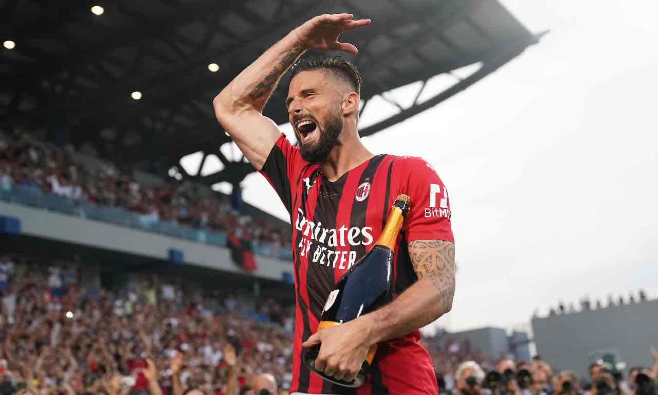 Giroud festeggia lo scudetto col Milan