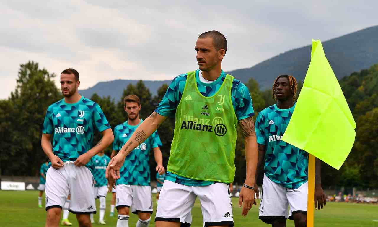 Giocatori della Juventus in allenamento