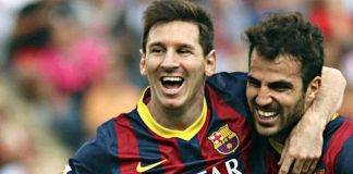 Fabregas esulta con Messi