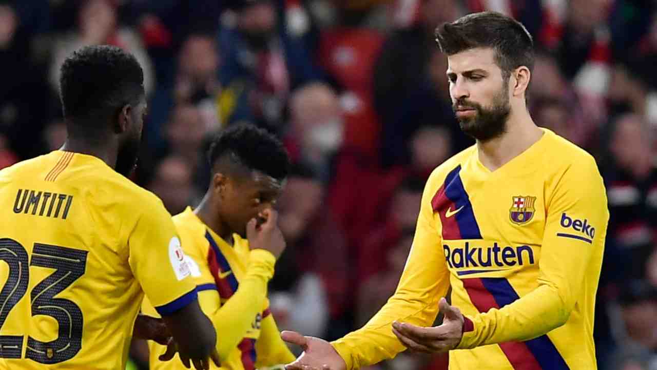 Umtiti e Piqué si scambiano il cinque