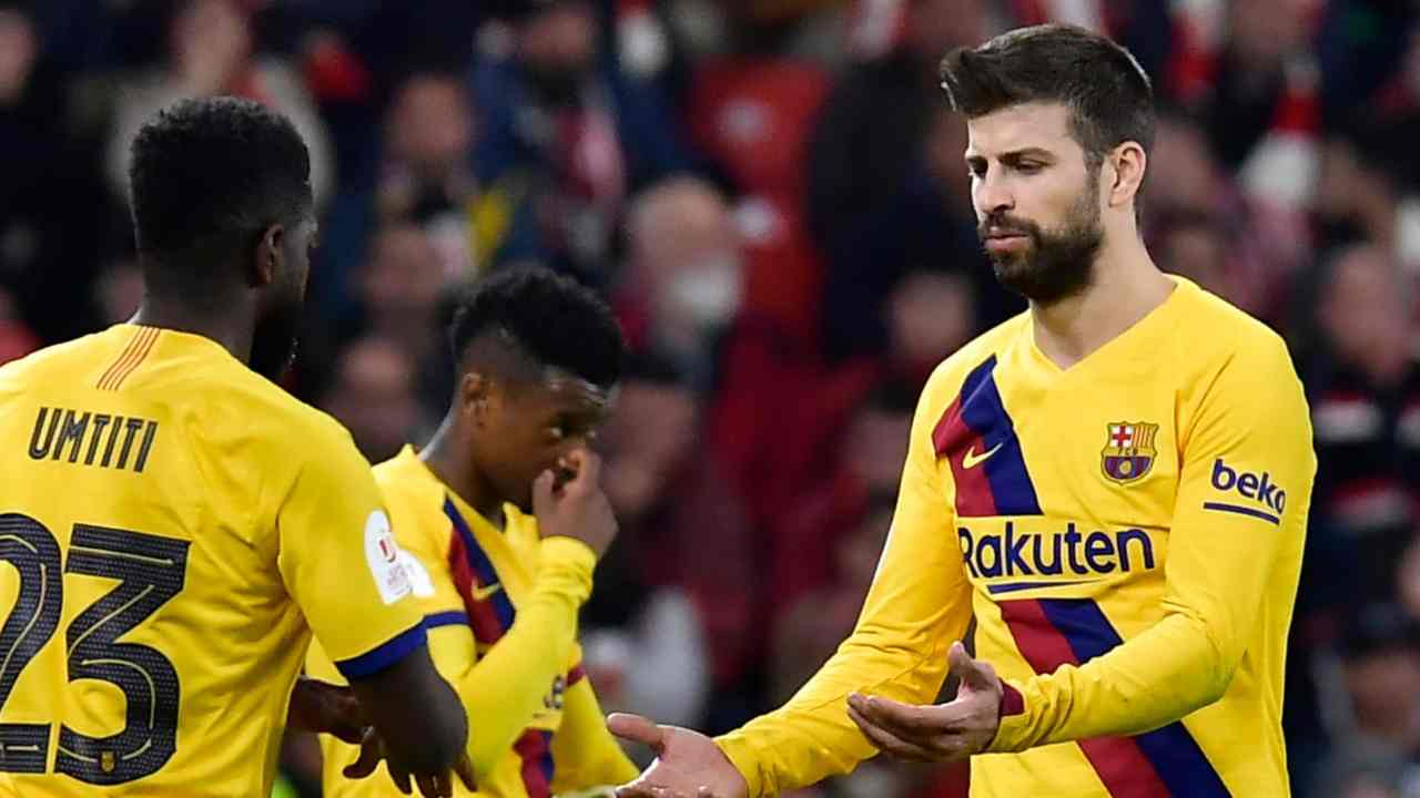 Umtiti e Pique si danno il cinque Barcellona