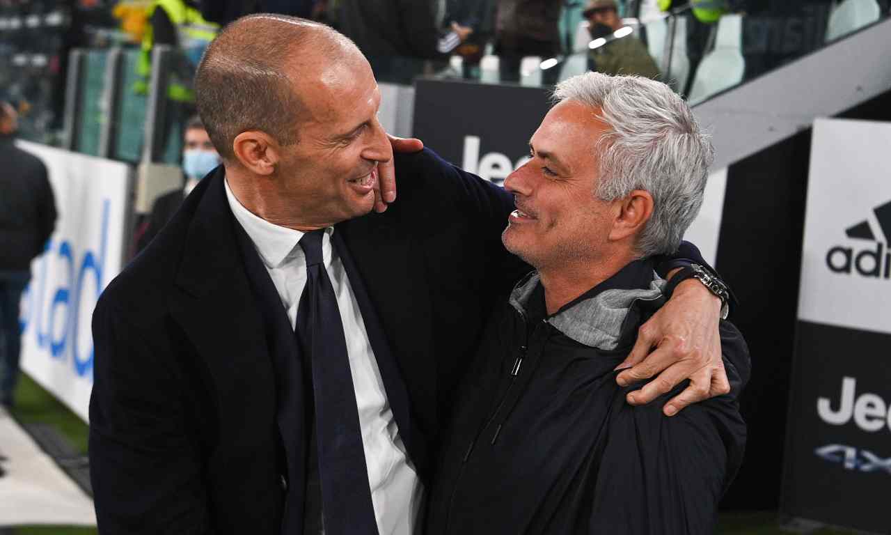 Juventus-Roma, Allegri e Mourinho si salutano