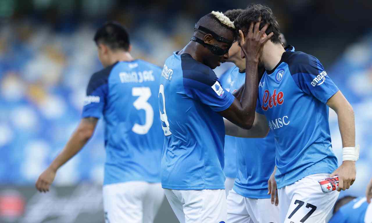 Napoli-Monza, Kvaratshelia e Osimhen esultano