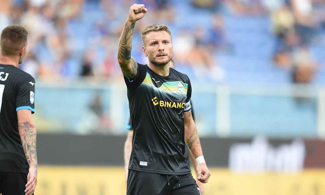 Immobile esulta dopo il gol alla Sampdoria