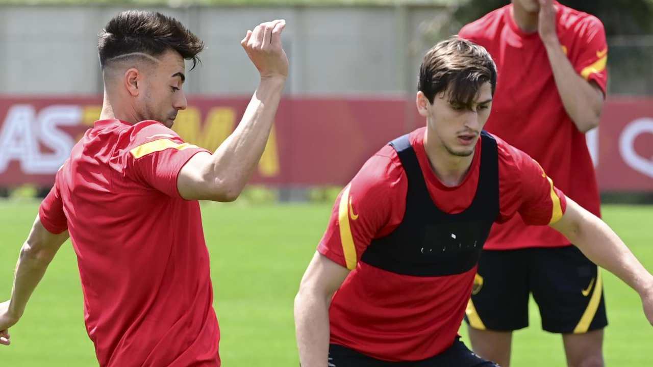 El Shaarawy e Kumbulla si allenano insieme Roma