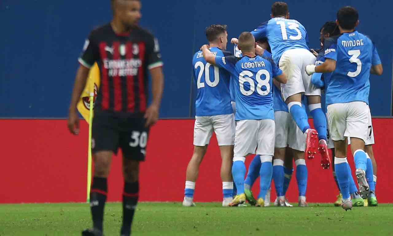 Il Napoli esulta contro il Milan