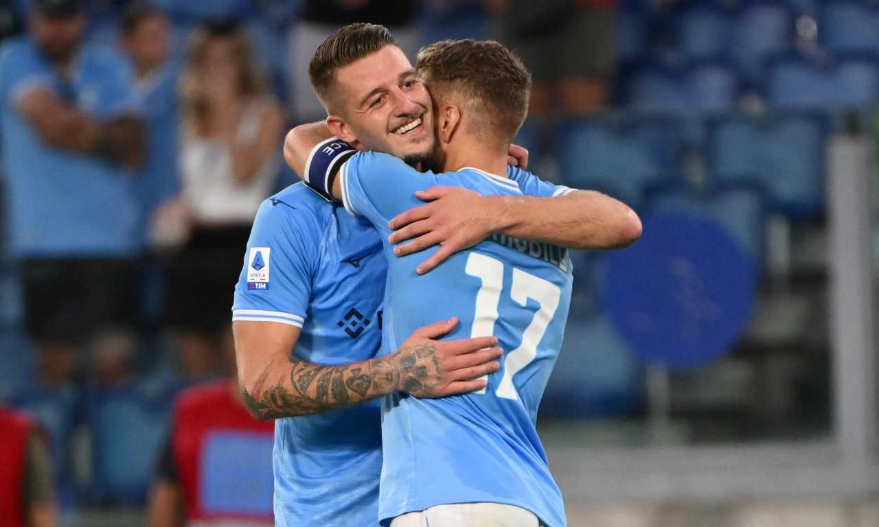 Milinkovic Savic esulta con Immobile 