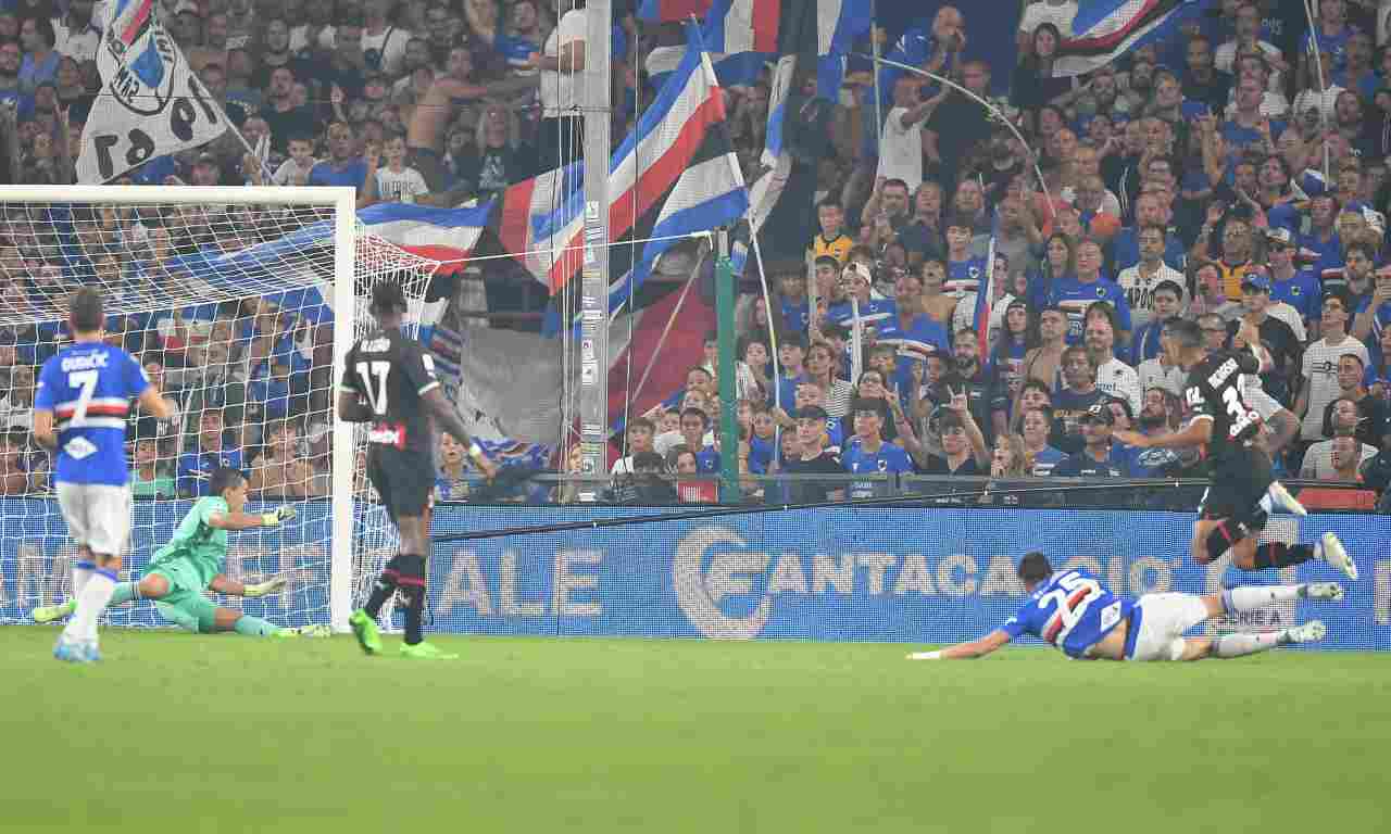 Rete di Messias durante Sampdoria-Milan