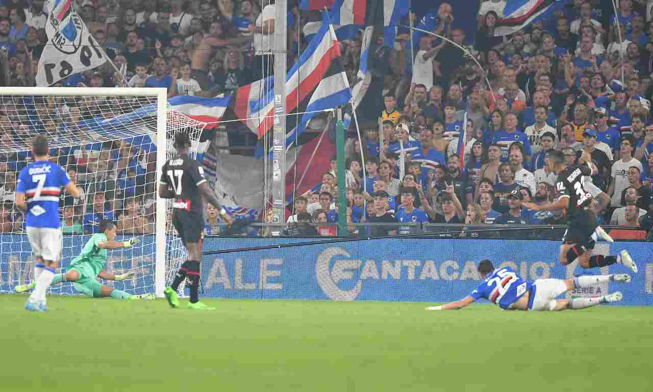 Rete di Messias durante Sampdoria-Milan 