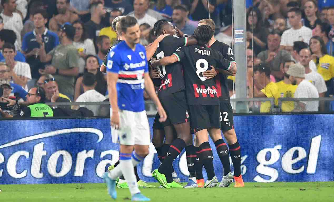 Il Milan festeggia il gol contro la Samp