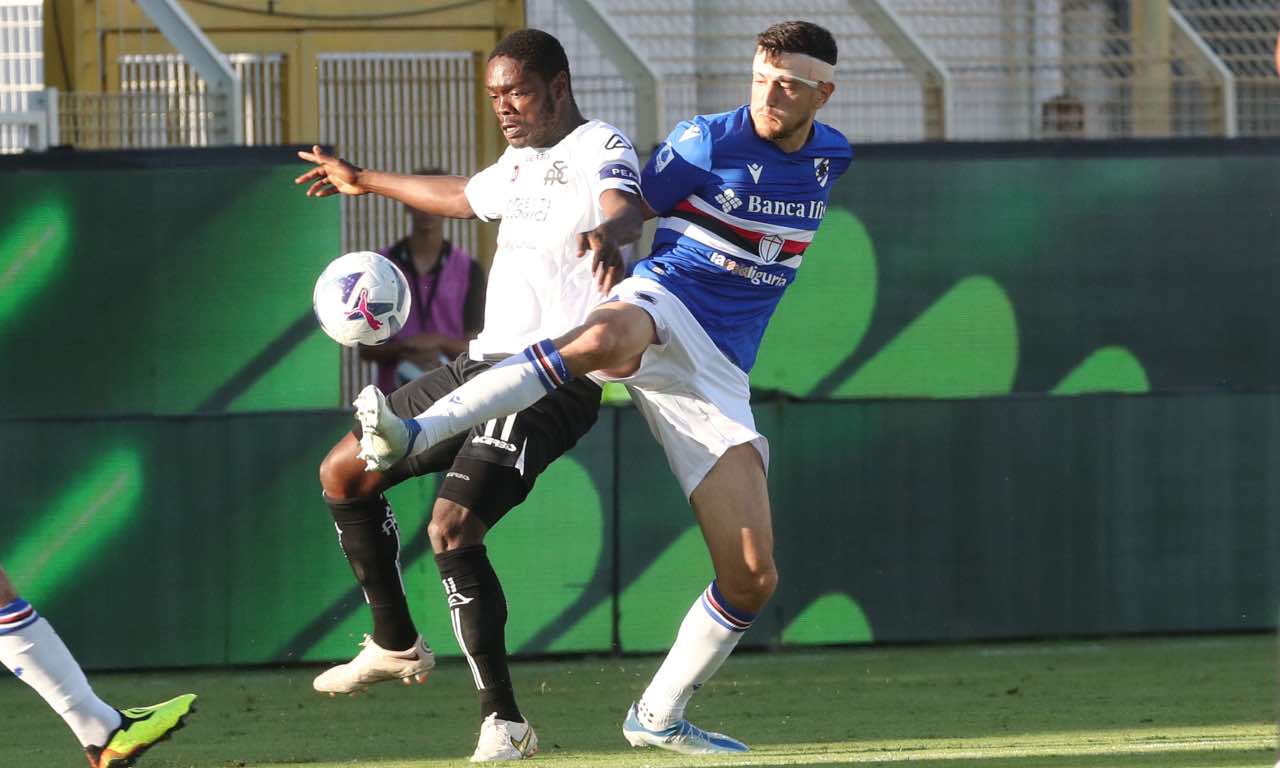 Spezia-Sampdoria in azione