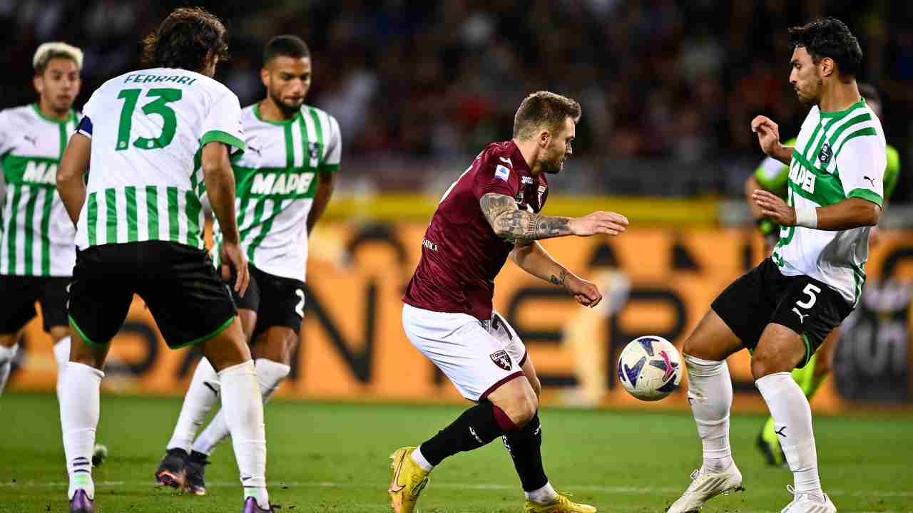 Torino-Sassuolo giocatori in campo