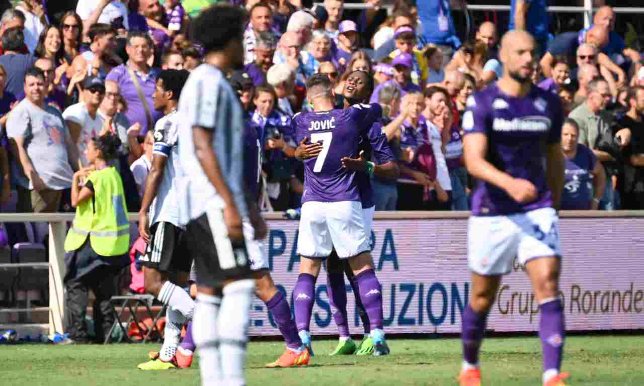 Fiorentina-Juventus, Kouame esulta con Jovic