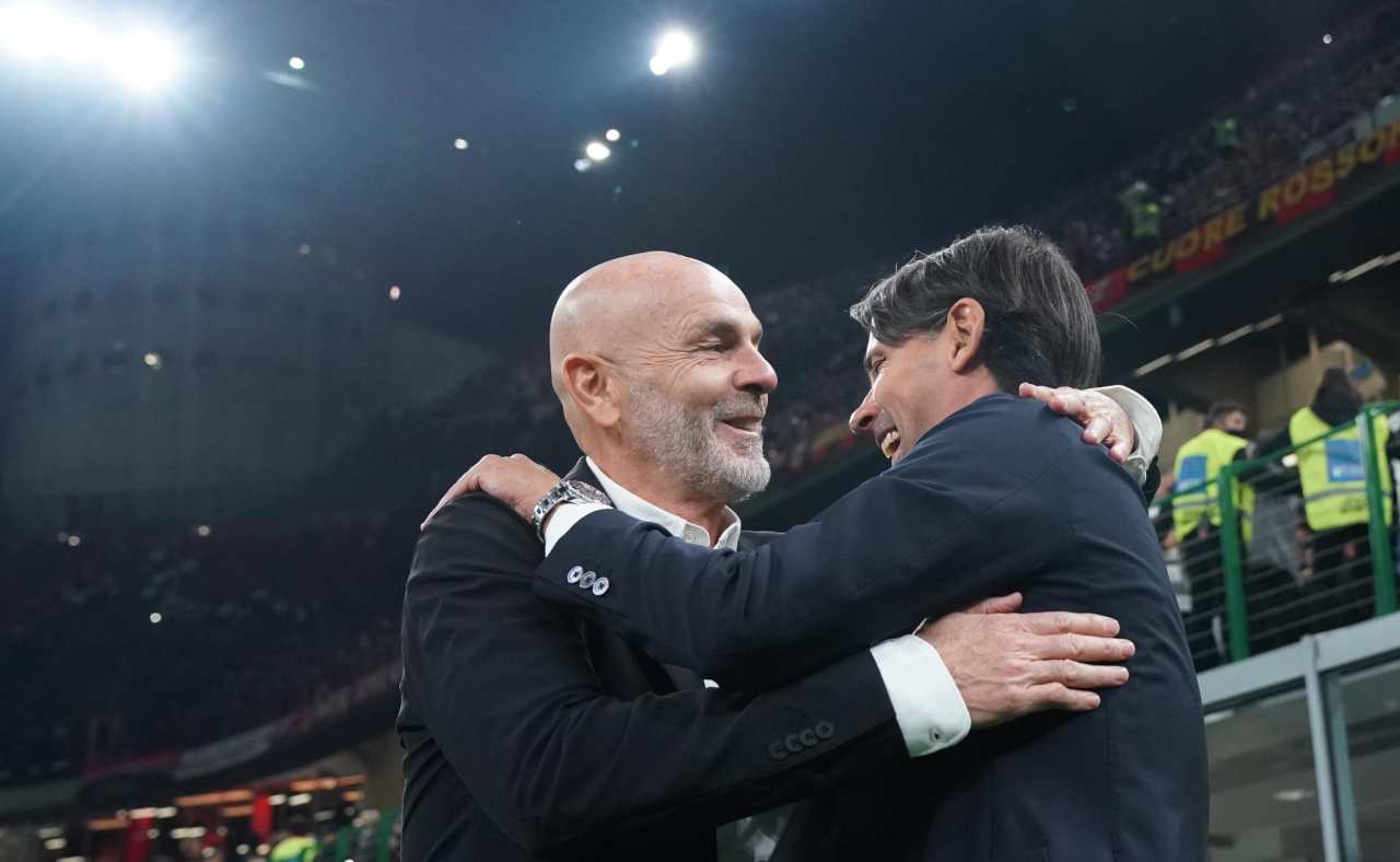 Milan-Inter, Pioli e Inzaghi si abbracciano