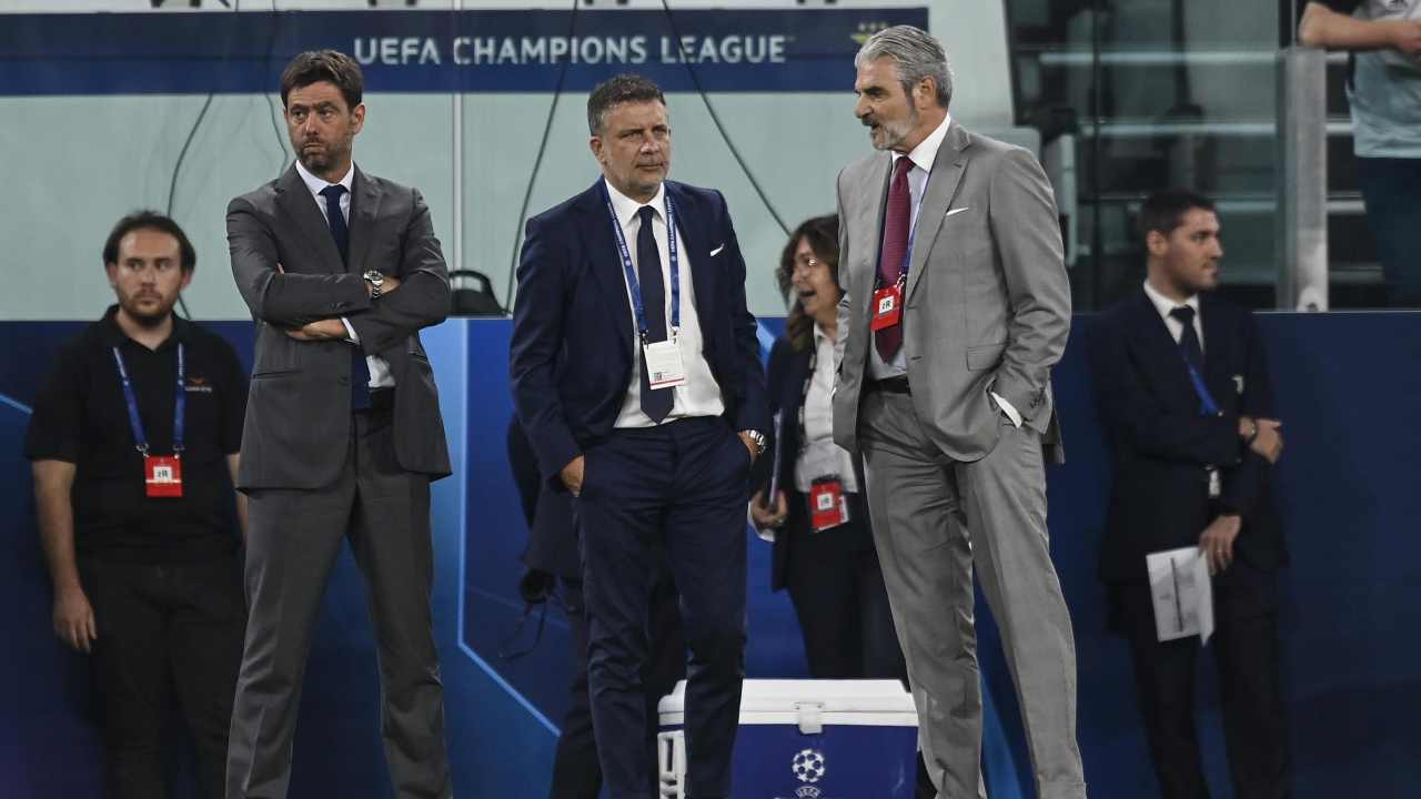 Agnelli, Cherubini e Arrivabene a bordocampo Juventus