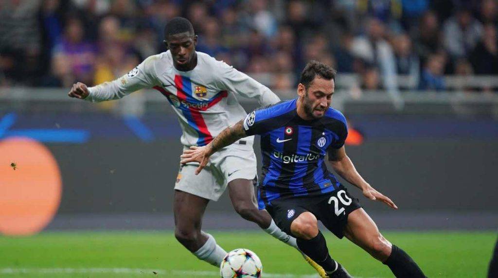 Inter-Barcellona, Dembele affronta Calhanoglu