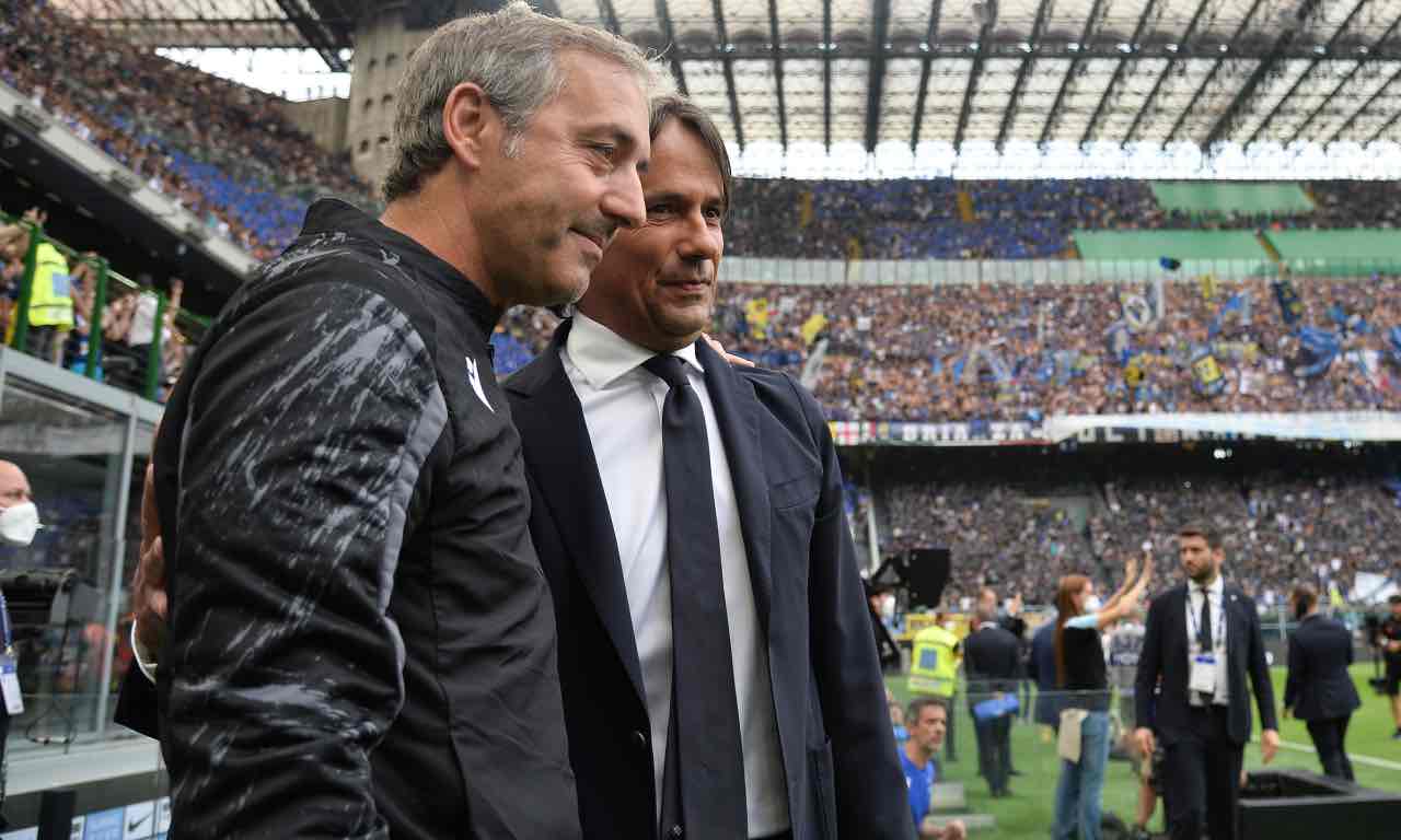 Giampaolo e Inzaghi si abbracciano a bordo campo 