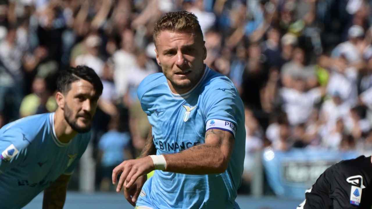 Immobile in campo con la Lazio