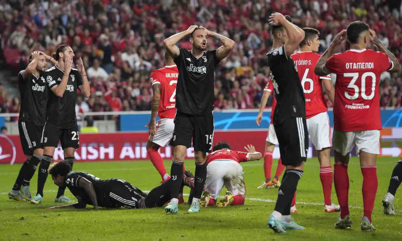 La Juventus disperata al gol del Benfica