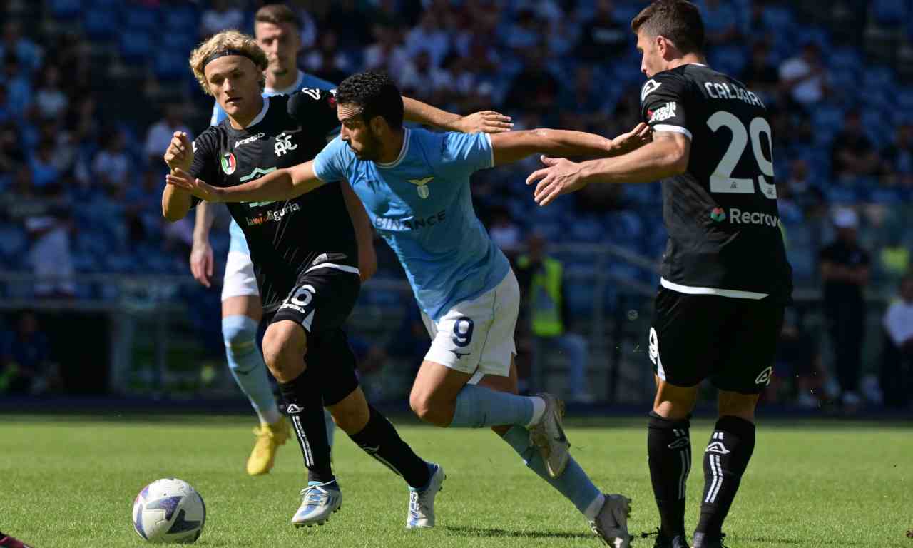 Pedro in azione contro lo Spezia 