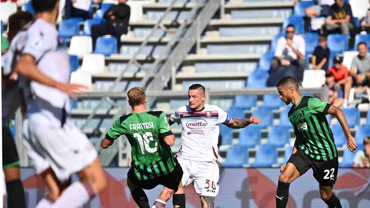 Sassuolo-Salernitana giocatori in campo