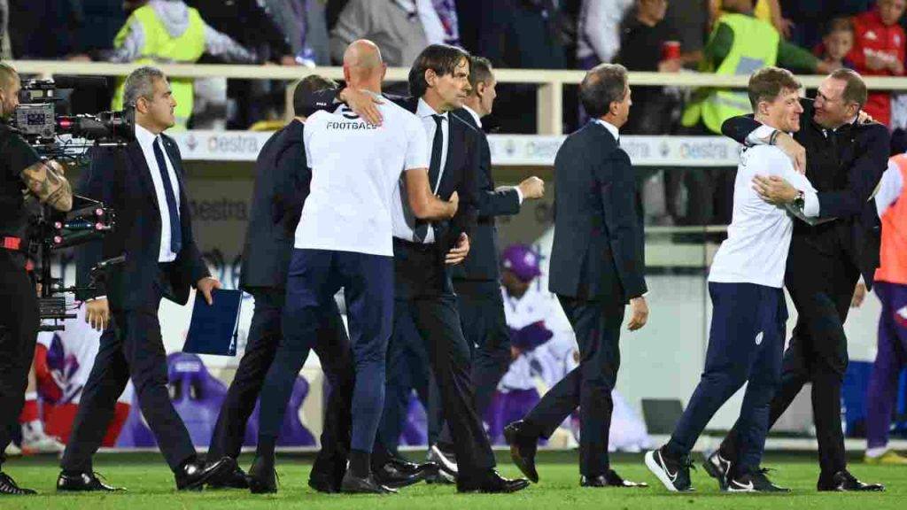 Inzaghi esulta nel finale di Fiorentina-Inter
