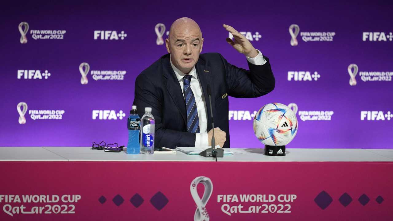 Infantino in conferenza Mondiali in Qatar