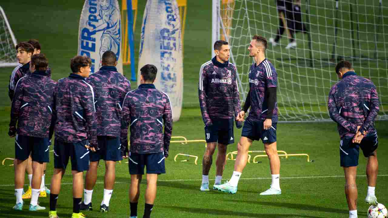 Giocatori Juventus in allenamento