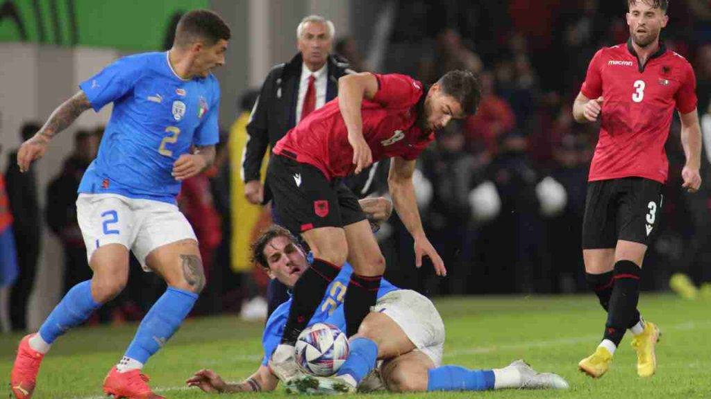 Zaniolo in azione contro l'Albania