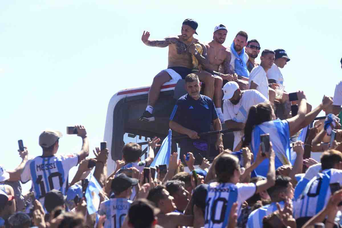 I giocatori dell'Argentina festeggiano la vittoria dei Mondiali