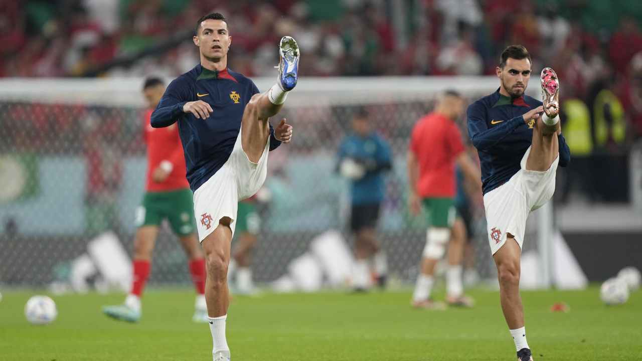 Cristiano Ronaldo durante il riscaldamento