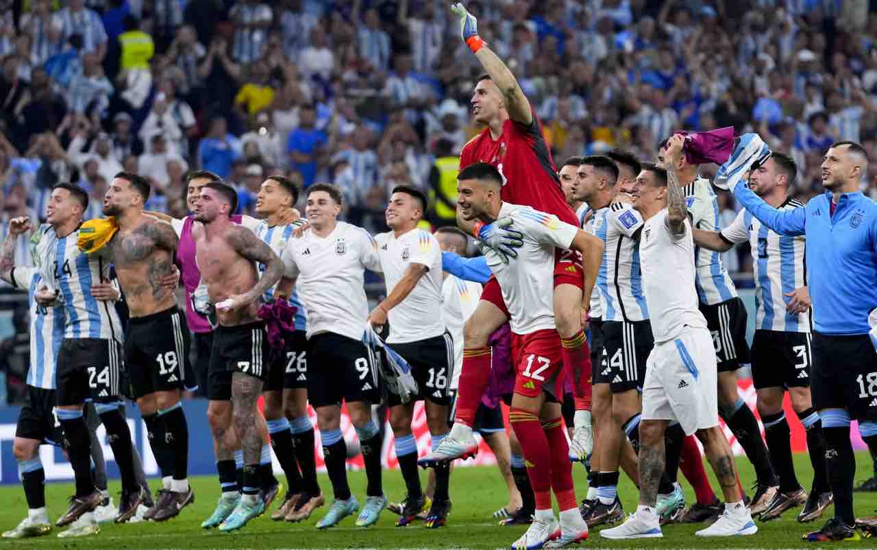 L'Argentina esulta dopo la vittoria sull'Australia