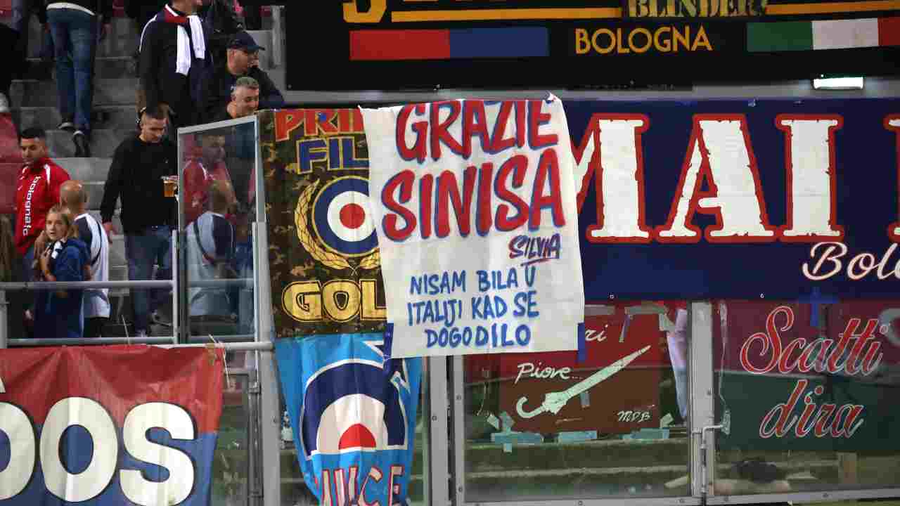 Striscione di dedica a Sinisa Mihajlovic