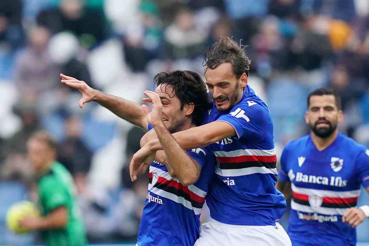 Gabbiadini esulta Sampdoria