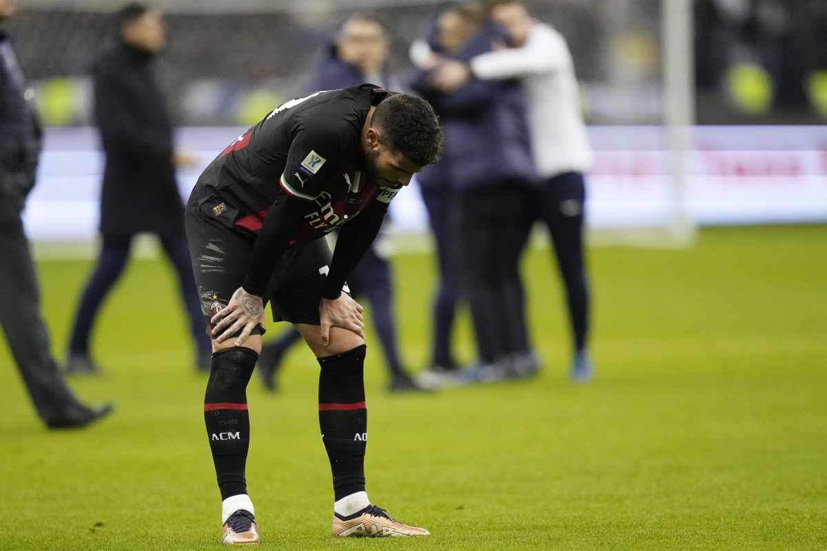 Theo Hernandez deluso in campo Milan 