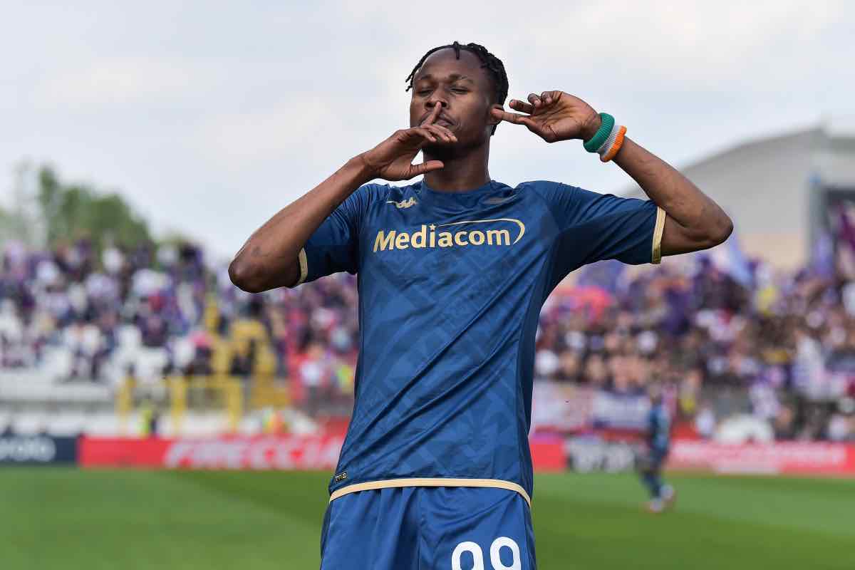 Kouame esultanza Monza Fiorentina Lukaku