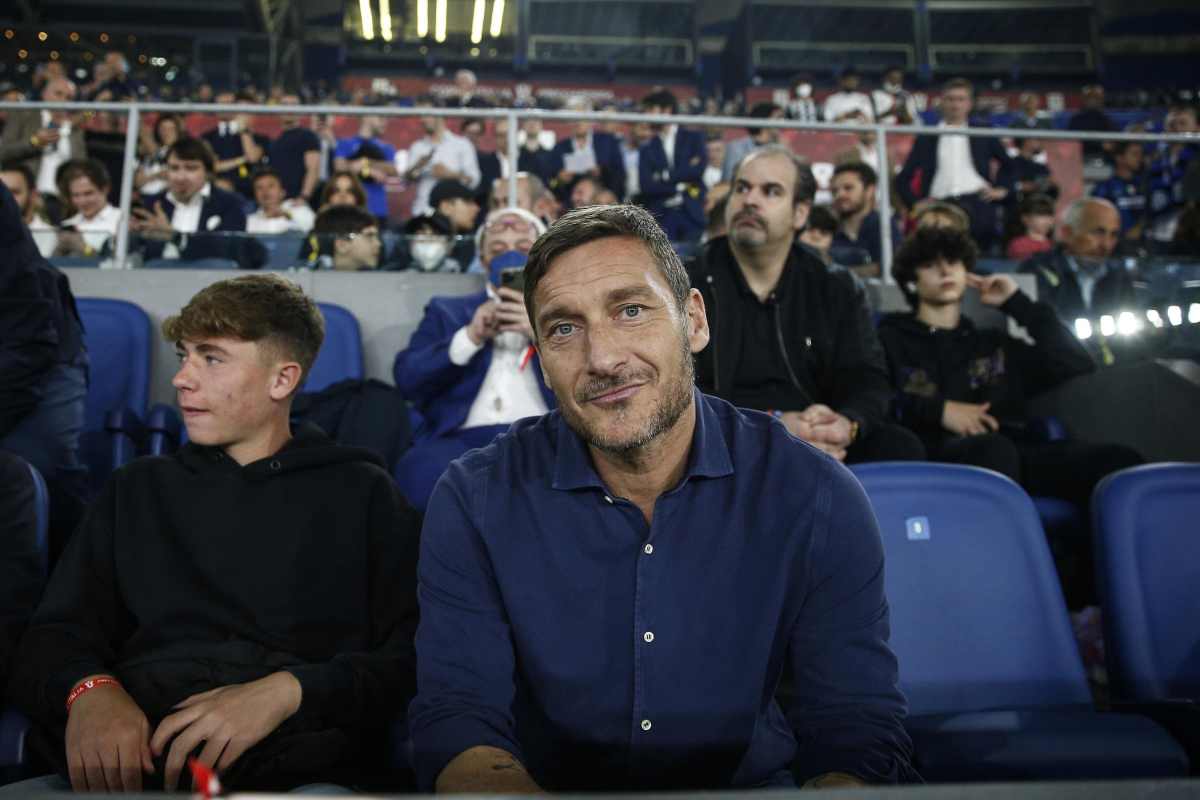 Totti all'Olimpico con suo figlio Cristian 