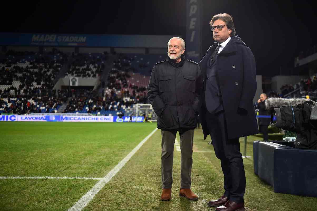 Aurelio De Laurentiis con Cristiano Giuntoli al Mapei Stadium 