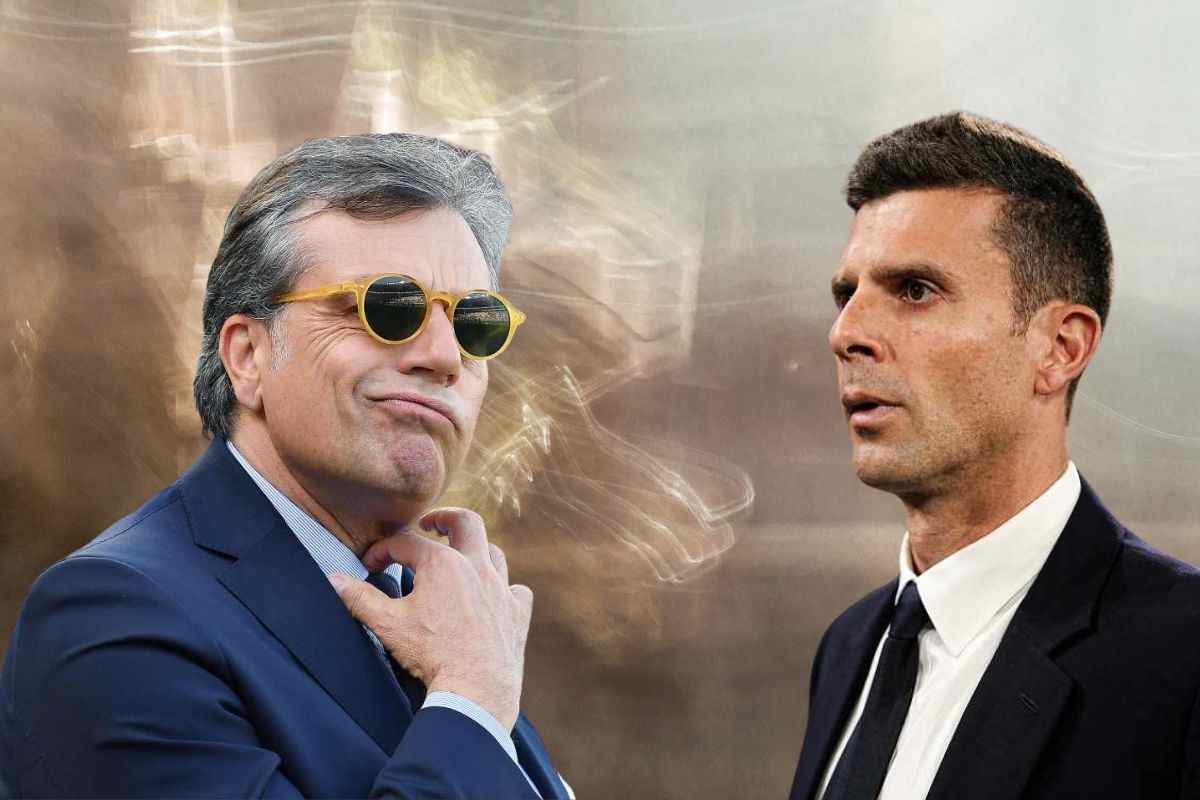 Cristiano Giuntoli e Thiago Motta della Juventus