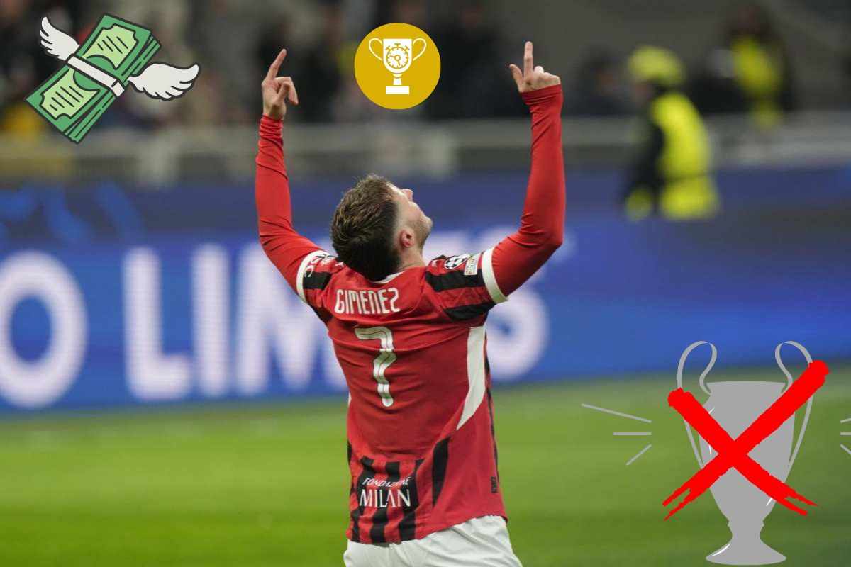 Santiago Gimenez del Milan esulta dopo il gol al Feyenoord