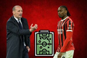 Max Allegri dà indicazioni e Rafa Leao