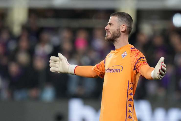 David De Gea in campo con la maglia della Fiorentina