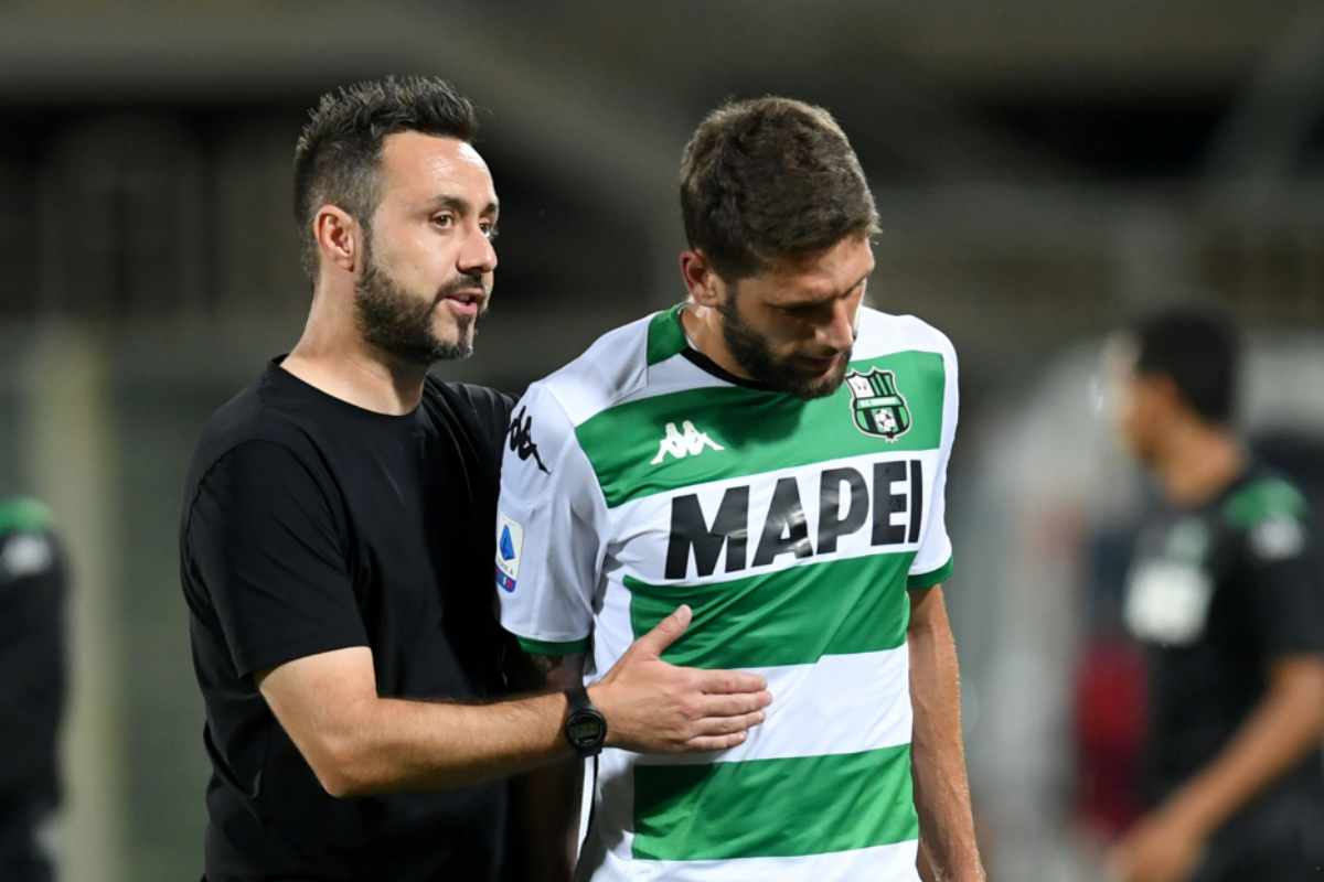 Roberto De Zerbi con Domenico Berardi