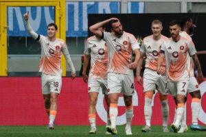 Esultanza calciatori della Roma