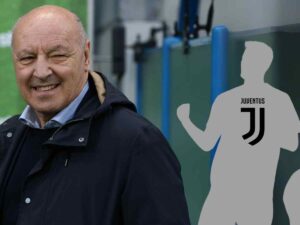 Beppe Marotta guarda un calciatore della Juve nascosto