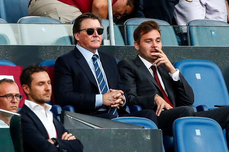Dan e Ryan Friedkin in tribuna all'Olimpico pensierosi